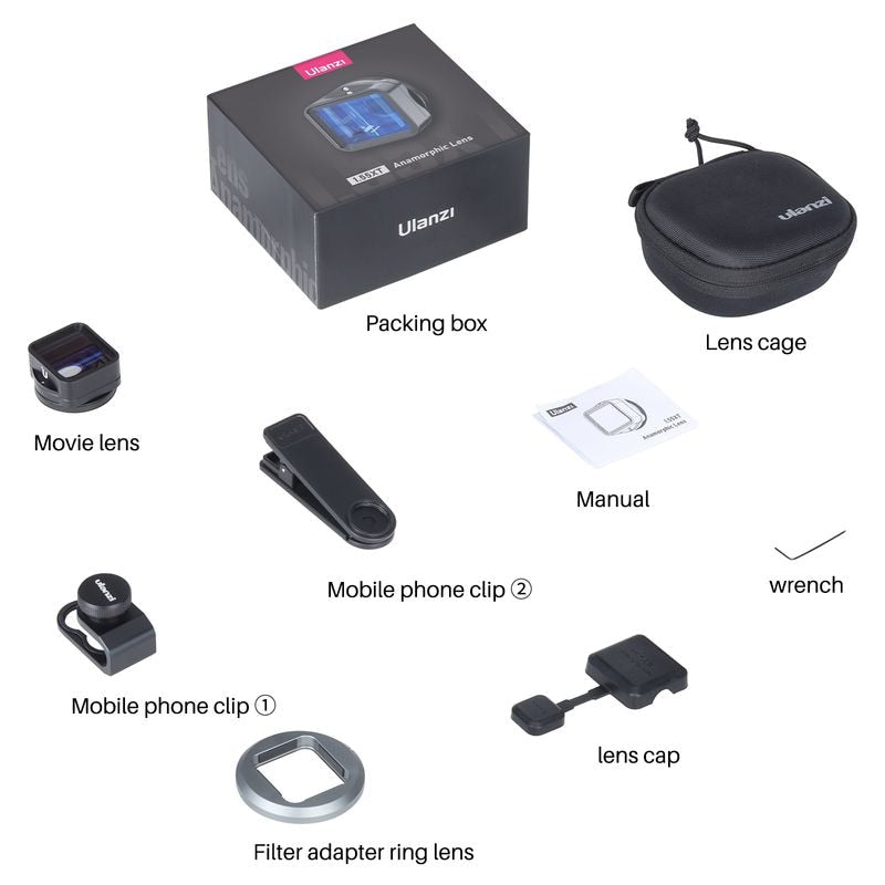 Ulanzi 1.55XT Anamorphic Lens for iPhone 13 12 Mini Pro Max 11 1.55X Wide Screen Video Widescreen Slr Movie Videomaker Filmmaker