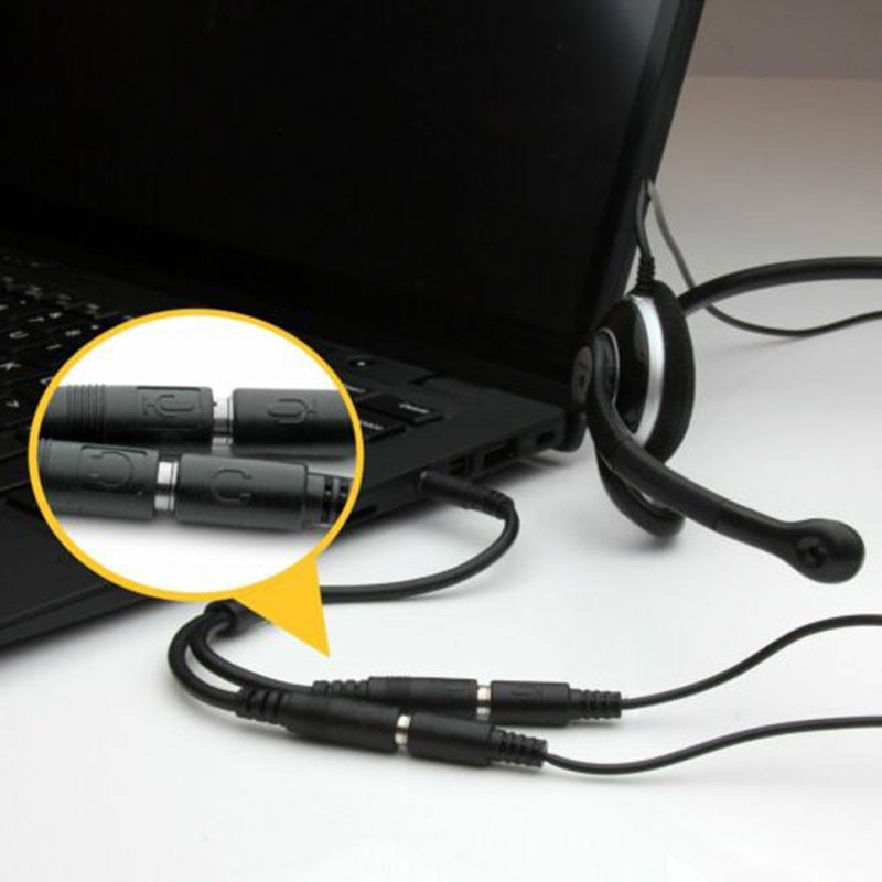 1Pc 3.5mm Stereo Audio Male To 2 Female Adapters Converters Headset Mic Splitter Cable Adapter Mobile Phone Accessories