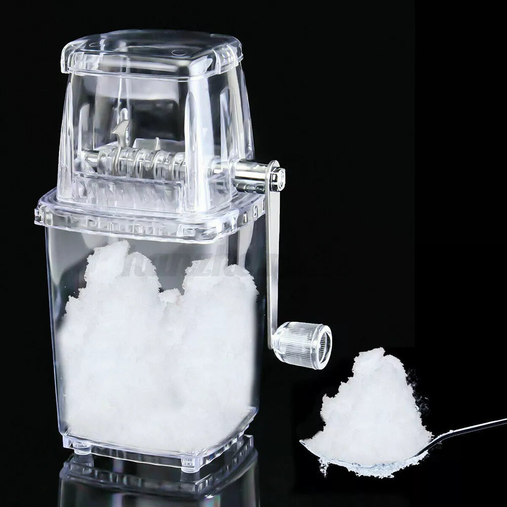 Portable Manual Ice Crusher Shaver Shredding Machine Hand Snow Cone Transparent Ice Machine