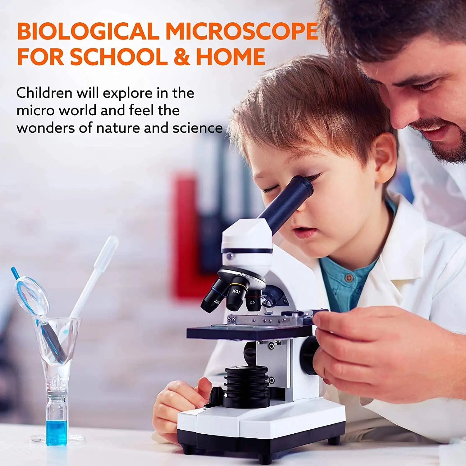 40X-2500X Microscopes for Kids Students Adults Powerful Biological Educational Microscopes with Slides Set Phone Adapter