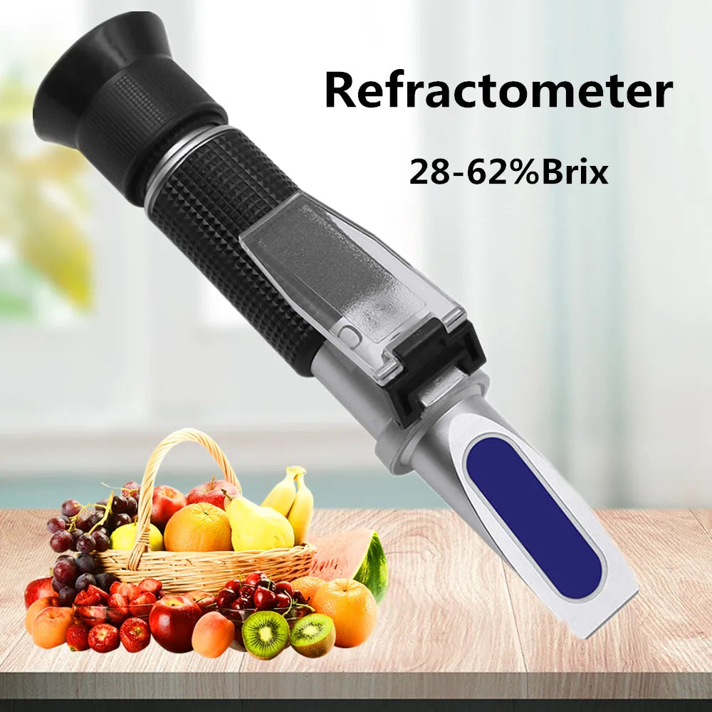 Brix Refractometer 28-62% Sugar Meter Handheld High Concentration ATC Densimeter For Beer Wine Juice Brix Measurement 30% off