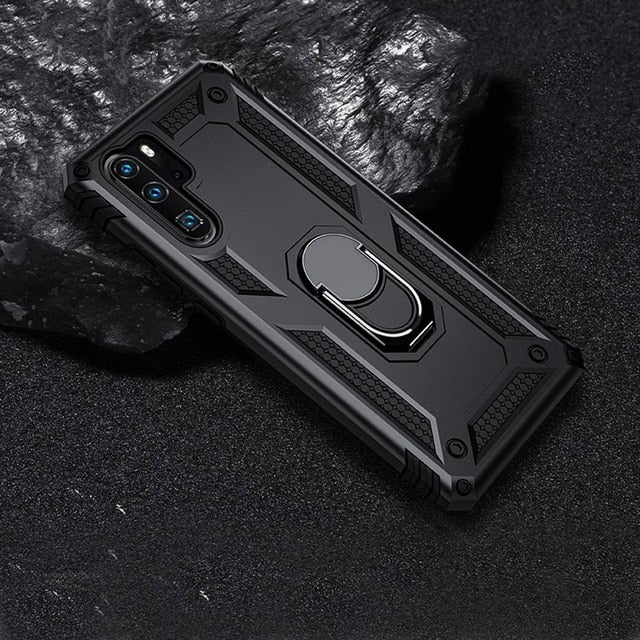 Luxury Armor Shockproof Case On The For Huawei P30 Pro P Smart 2019 Soft Bumper Case For Huawei Honor 10 P30 Lite Ring Case