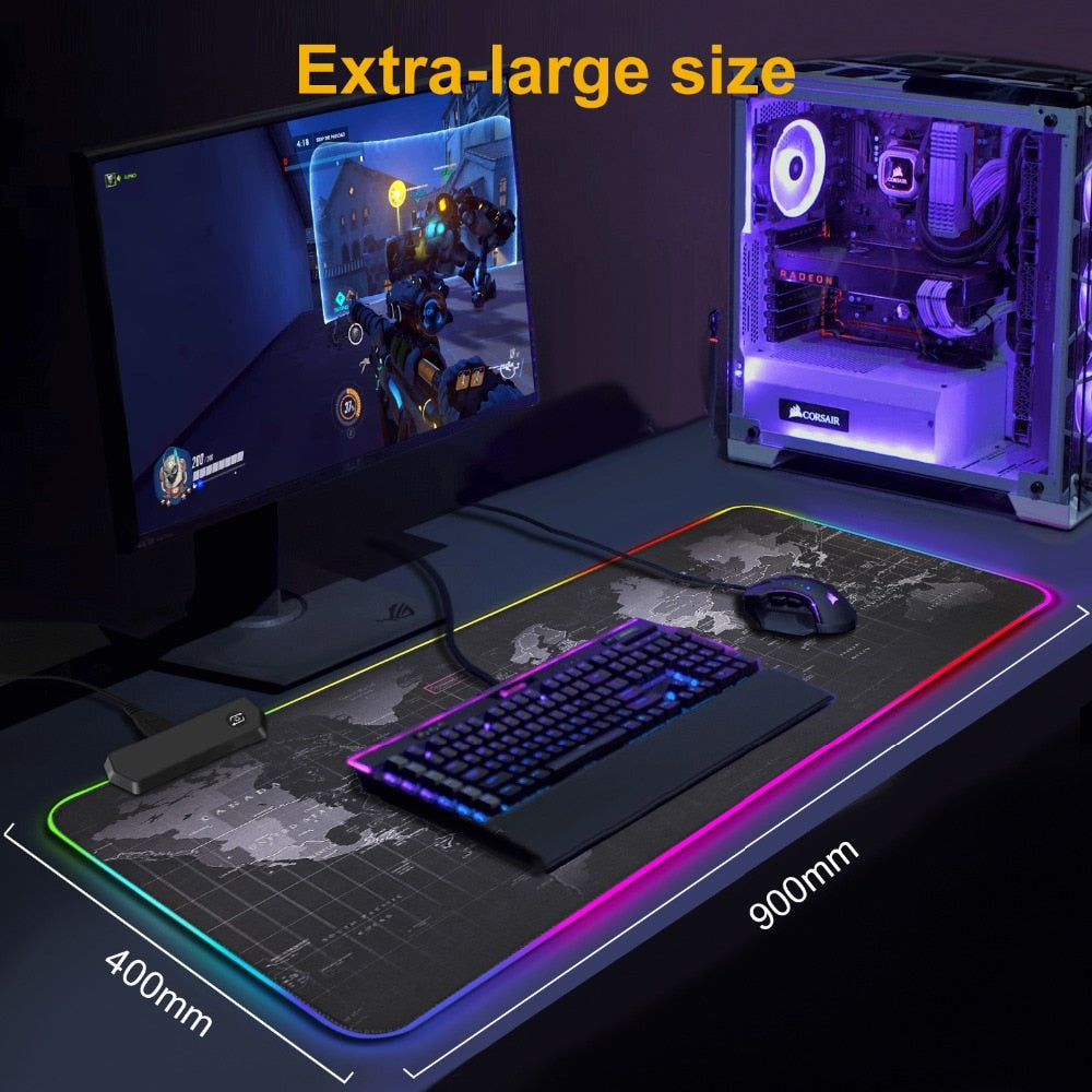 RGB Mouse Pad Gaming Mousepad Gamer Large Desk Backlit Mats Computer Led Carpet Surface For The Mause Ped Xl Deskpad Protector