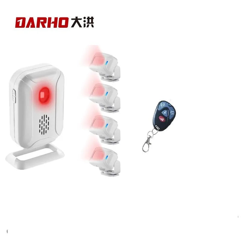 DarhoWelcome Chime Wireless Home Security 4pcs Infrared Motion Sensor+1pc Alarm Bell Kit Door Entry Detector