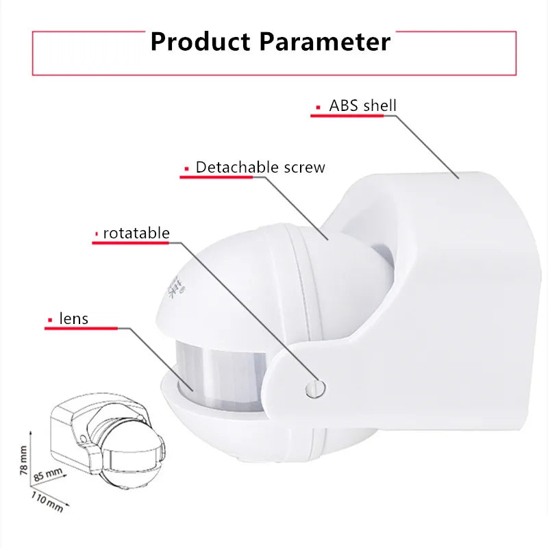 Home Security Alarm Systen 180 Degree Outdoor IP44 PIR Infrared Motion Sensor Switch Movement Detector Automatic Lighting Switch