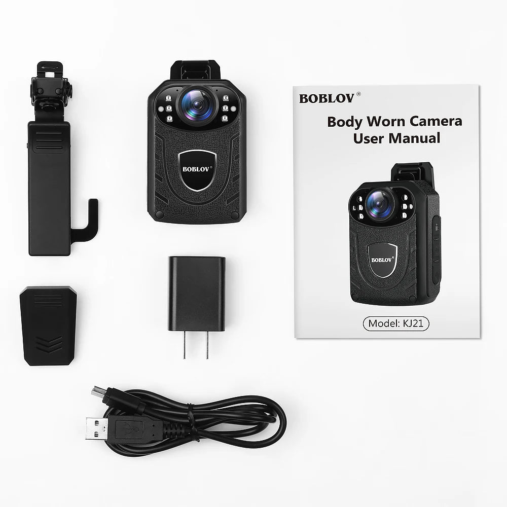 Boblov KJ21 Body Worn Camera 64GB HD 1296P DVR Video Security Cam IR Night Vision Wearable Mini Camcorders police camera
