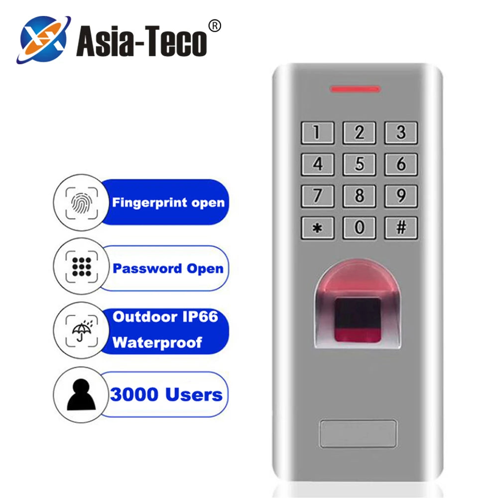IP66 1000 Users Standalone Fingerprint Password Keypad Access Control Reader for security door lock system gate opener