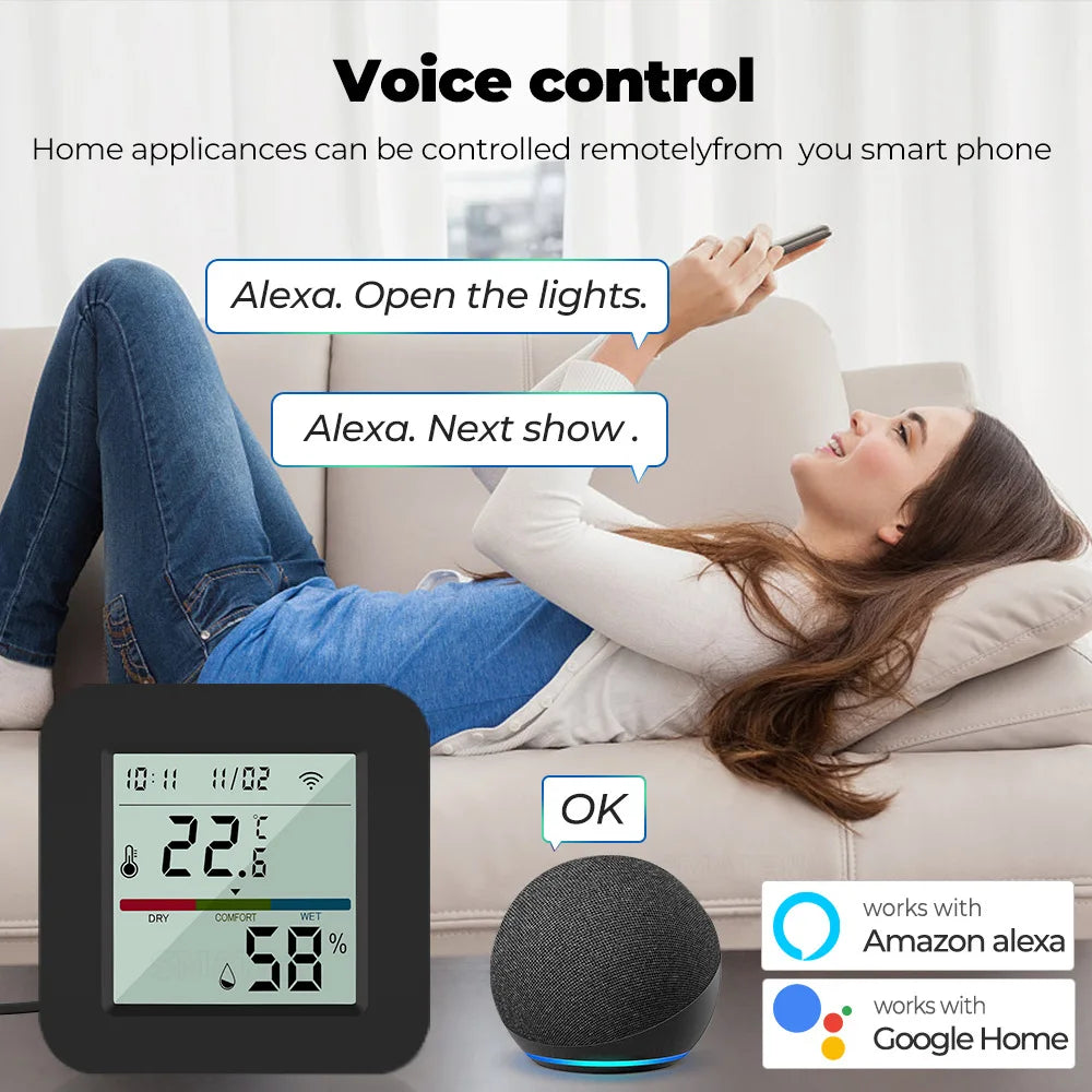 Tuya Smart Wifi Temperature and Humidity Sensor With Infrared Remote Control Smart Life Work with Alexa Google Home Yandex Alice