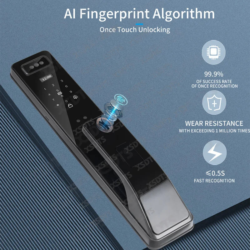 Tuya 3D Face Real-time Intercom Smart Door Lock Security Camera Intelligent Fingerprint Password Biometric Electronic Key Unlock