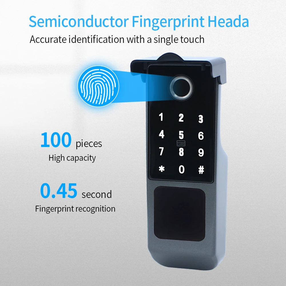 Waterproof TTLOCK Smart Fingerprint Lock Keyless Entry  Door Motor Rim Lock Bluetooth Connection by Gateway Work with Alexa Echo