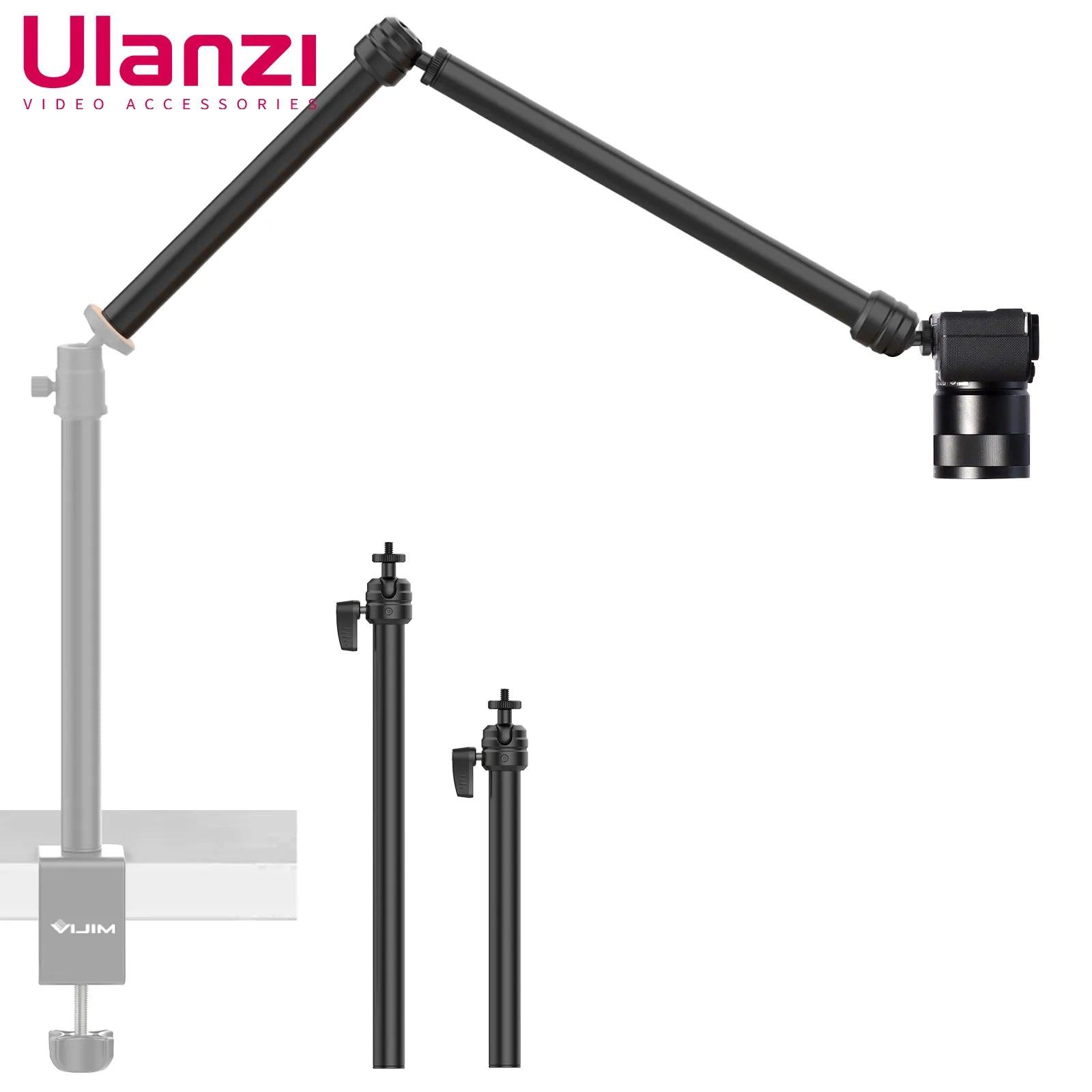 VIJIM LS06 Tripod Boom Cross Arm Camera Extension Flexible Arm Horizontal Bar for Canon Snoy Phone Photographic Desk Mount Stand