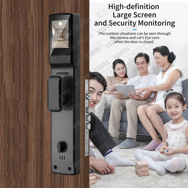 Tuya 3D Face Real-time Intercom Smart Door Lock Security Camera Intelligent Fingerprint Password Biometric Electronic Key Unlock
