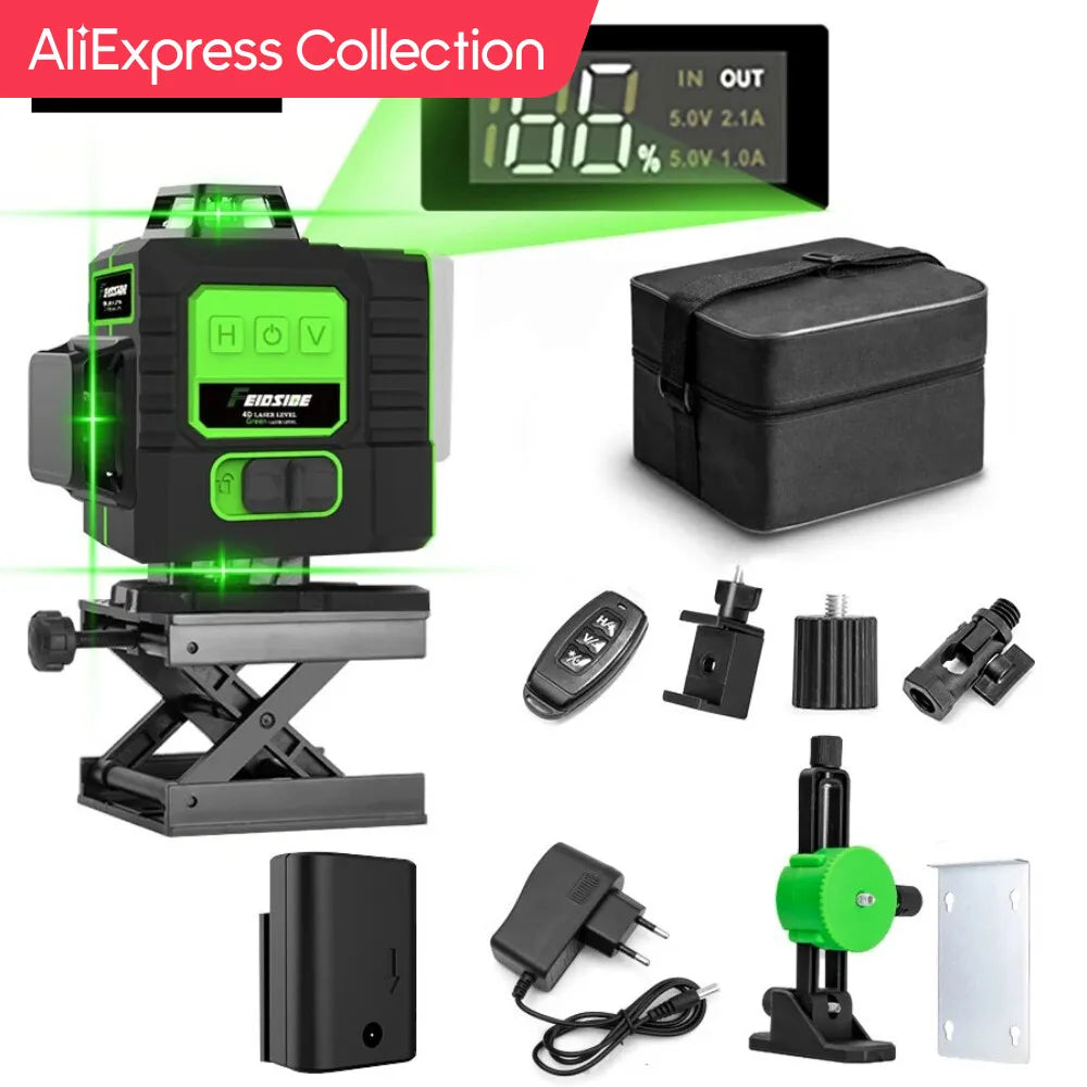 AliExpress Collection FEIDSIDE 16/12 Lines 4D/3D Laser Level Green Line Self-Leveling 360 Horizontal And Vertical Super Powerful