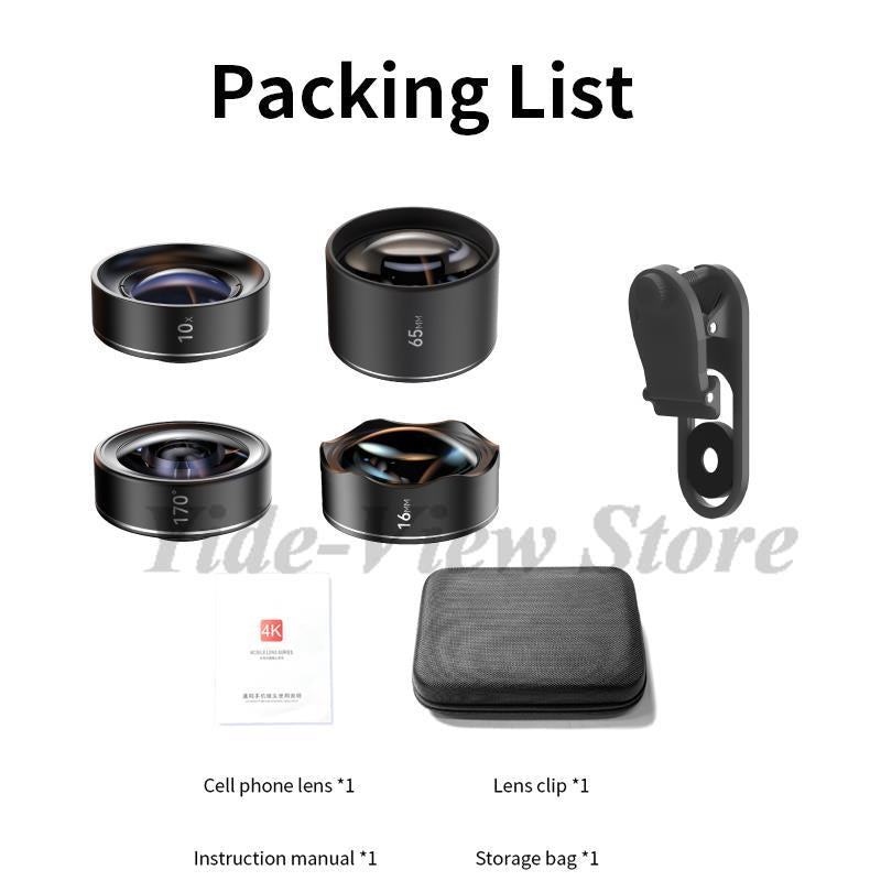Fotorgear Mobile Phone Camera Lens Set (10X Macro/65mm Portrait/170° Fisheye/16mm Ultra Wide Lens)For iPhone 12 iPhone 13 Series