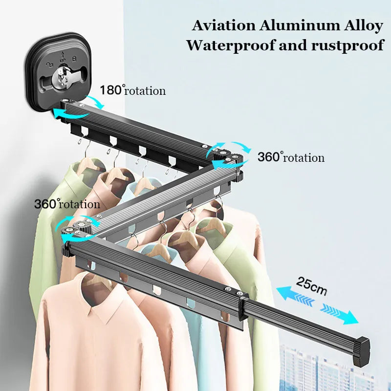 Retractable Clothes Drying Rack No Punching Laundry Drying Rack Wall Mount Suction Cup Drying Rack Travel Portable Hanger