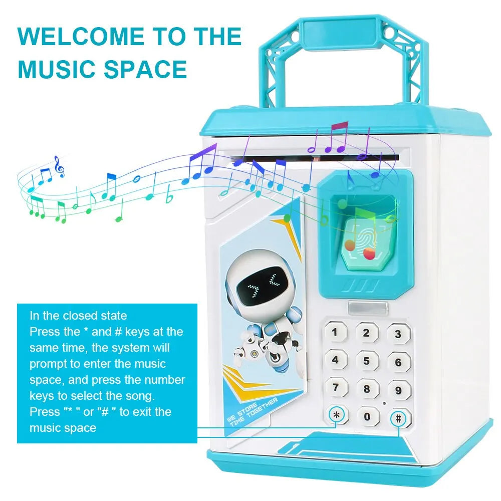 Fingerprint Piggy Bank Cash Coins Electronic Saving Bank Atm Automatic Deposit For Kids Password Money Box Christmas Gift Toy