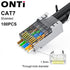 ONTi RJ45 Pass Through Crimper Tool and Rj45 Connector, Ethernet Crimper Crimping Tool Wire Stripper Cutter for Cat6a Cat5