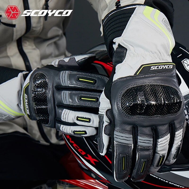 Winter Scoyco MC135 Motorcycle Gloves Five Finger Waterproof Warm Riding Gloves Carbon Fiber Protective Shell Anti slip Gloves