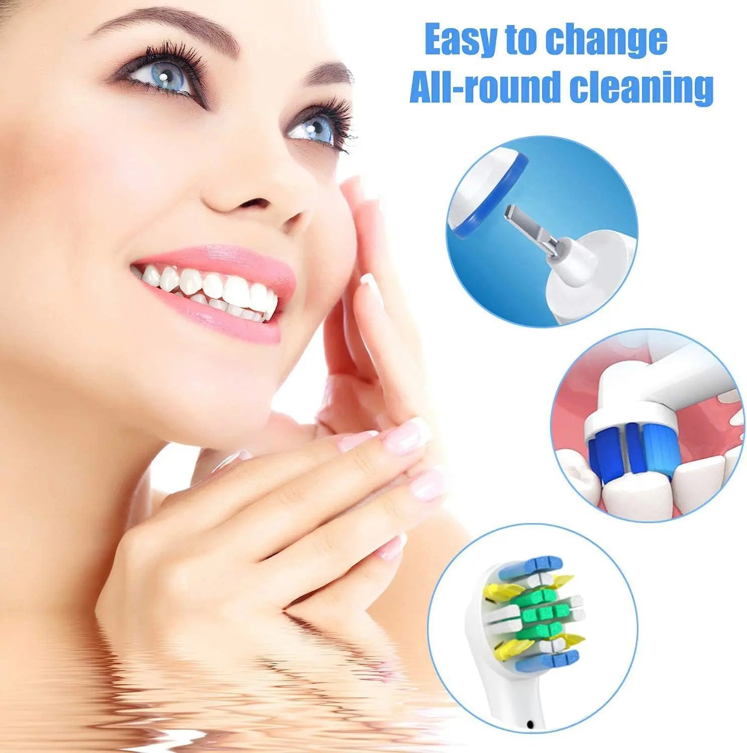 4/8/12/16/20PCS Floss Replaceable Electric Toothbrush Head Compatible with Oral-B White, Power, Clean, Kids, Soft, Black, Action