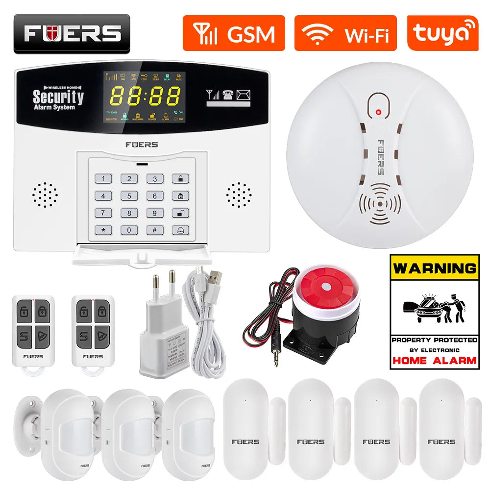 Fuers W210 GSM Smart Alarm System Tuya WIFI Alarm Wireless Home Security Motion Sensor With Color LCD Display Panel Alarm Kit