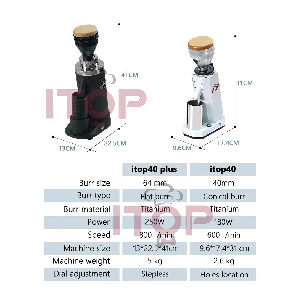 ITOP40 Plus 64MM Flat Titanium Burr Coffee Grinder Upgrade Stepless Fineness Adjustment  Espresso Coffee Powder Grinding Machine