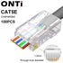 ONTi RJ45 Pass Through Crimper Tool and Rj45 Connector, Ethernet Crimper Crimping Tool Wire Stripper Cutter for Cat6a Cat5