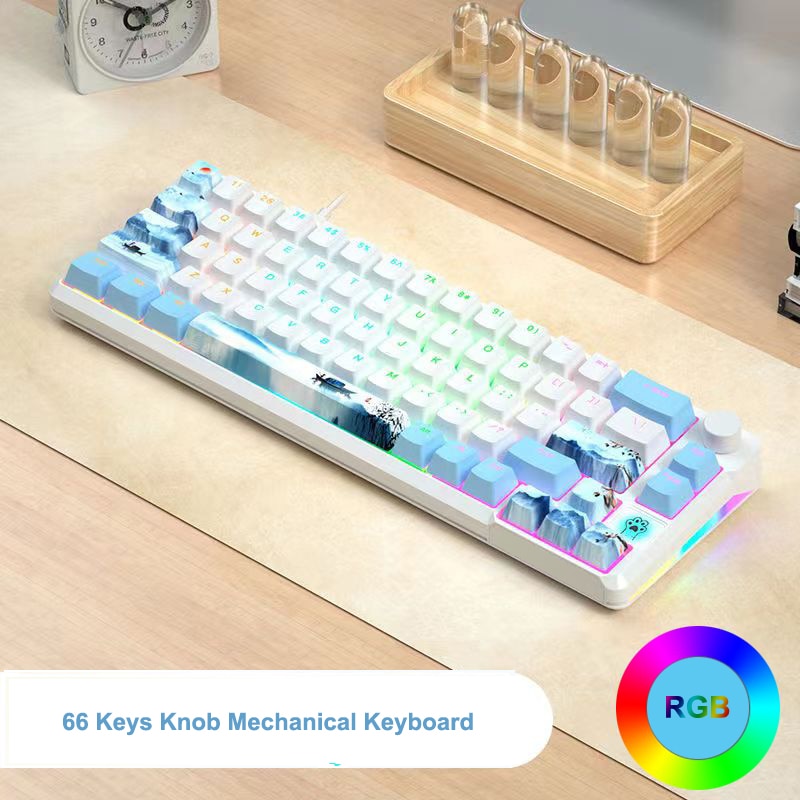 RGB Mechanical Keyboard 61/68 Key Portable Green/red/tea Switch Hot Swappable Wired Computer Laptop Office Game Esports