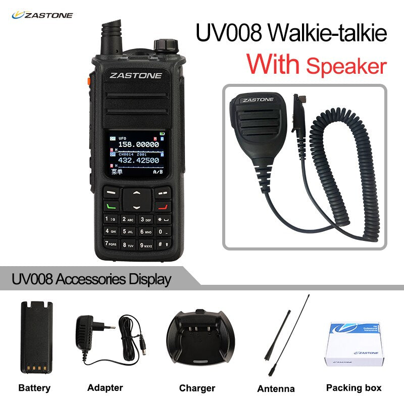 ZASTONE UV008 DMR Walkie Talkie Digita Two Way Radio Dual band 10W Dual time slot Walkie-talkie GPS