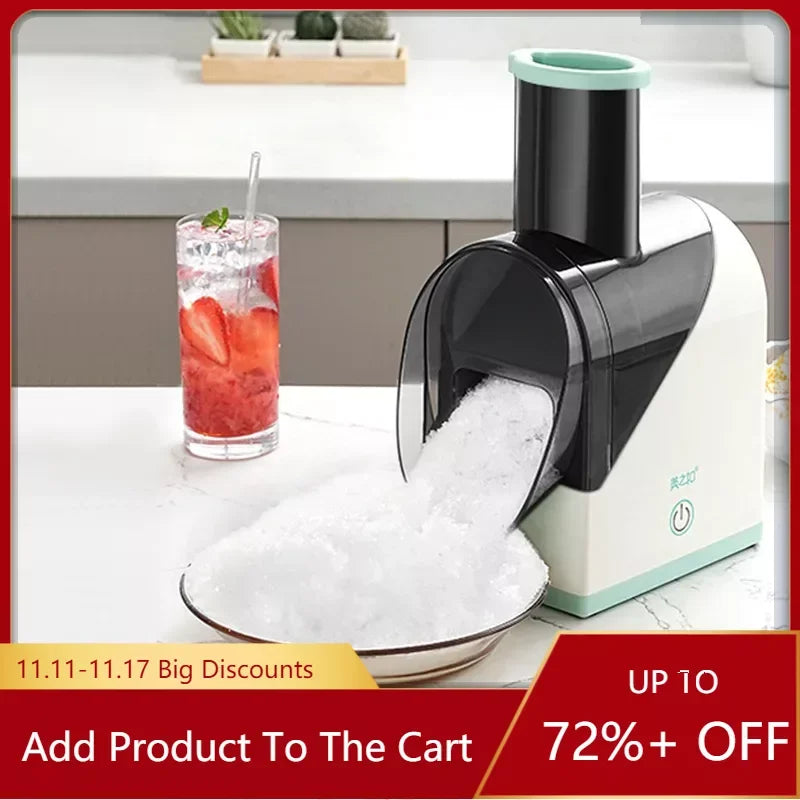 Multifunctional Ice Crusher Household Mini Ice Shavers Chopper Electric Ice Maker Double Blade Ice Shaver Block Breaking Machine