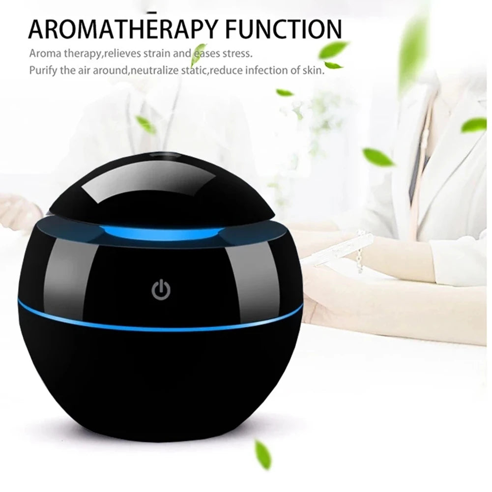 Portable Air Humidifier Ultrasonic USB Aroma Diffuser LED Night Light Electric Essential Oil Diffuser Aromatherapy Black