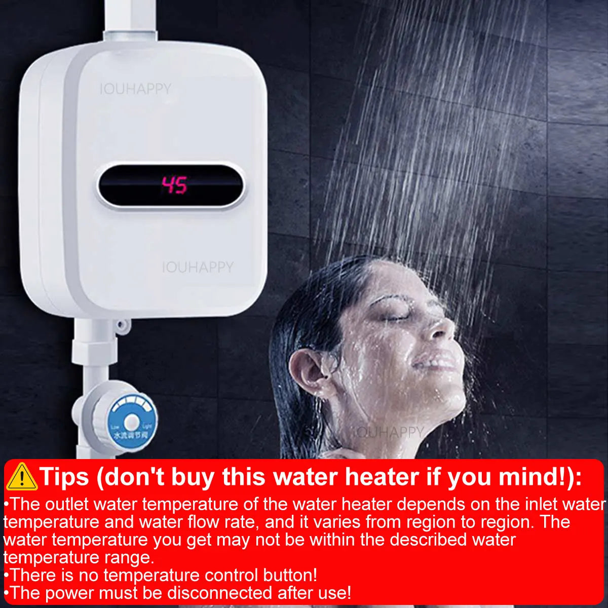 Instant Water Heater Shower 220V Bathroom Faucet EU Plug Hot Water Heater 3500W Digital Display For Country House Cottage Hotel
