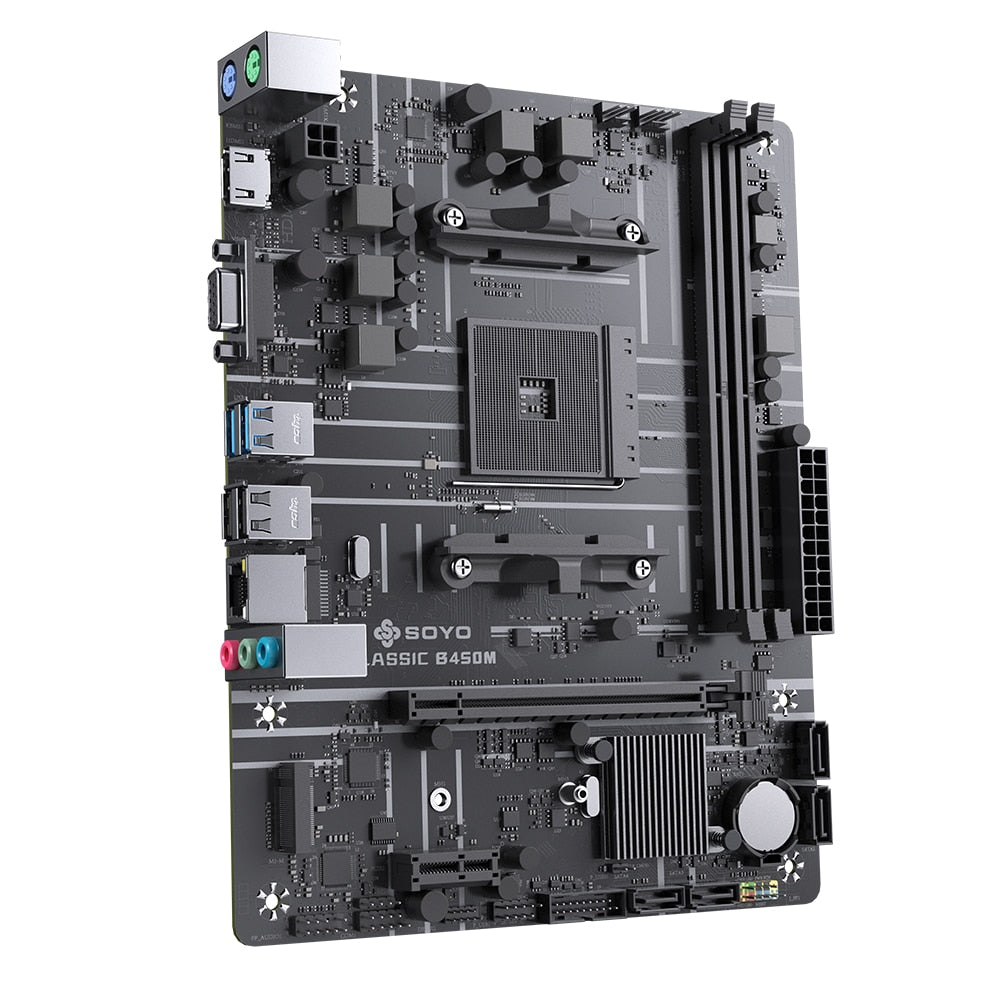 SOYO Original Classic B450M Motherboard AM4 Supports Ryzen 5（5500/5600/5600G）CPU Dual-channel DDR4 M.2 NVME M-ATX for Desktop PC