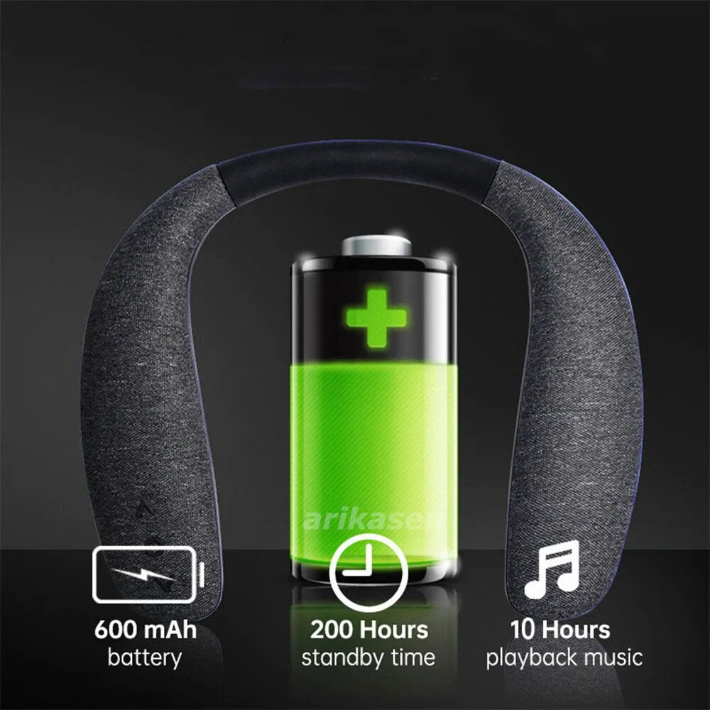 Neckband Bluetooth Speakers 12H music Wireless Wearable Speaker True 3D Stereo Sound Portable Personal Speakers with microphone