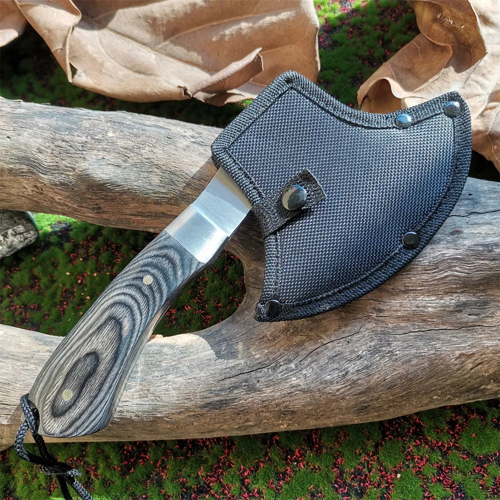 Portable Practical Axe with High Hardness Stainless Steel Sharp Blade, Wooden Handle for Camping, Hunting, and Survival Outdoor