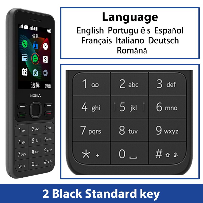 Original and New Nokia 150 2G Mobile Phone Multilingual 2.4 inch Dual SIM Cards Bluetooth FM Radio 1020mAh Feature Mobile Phone