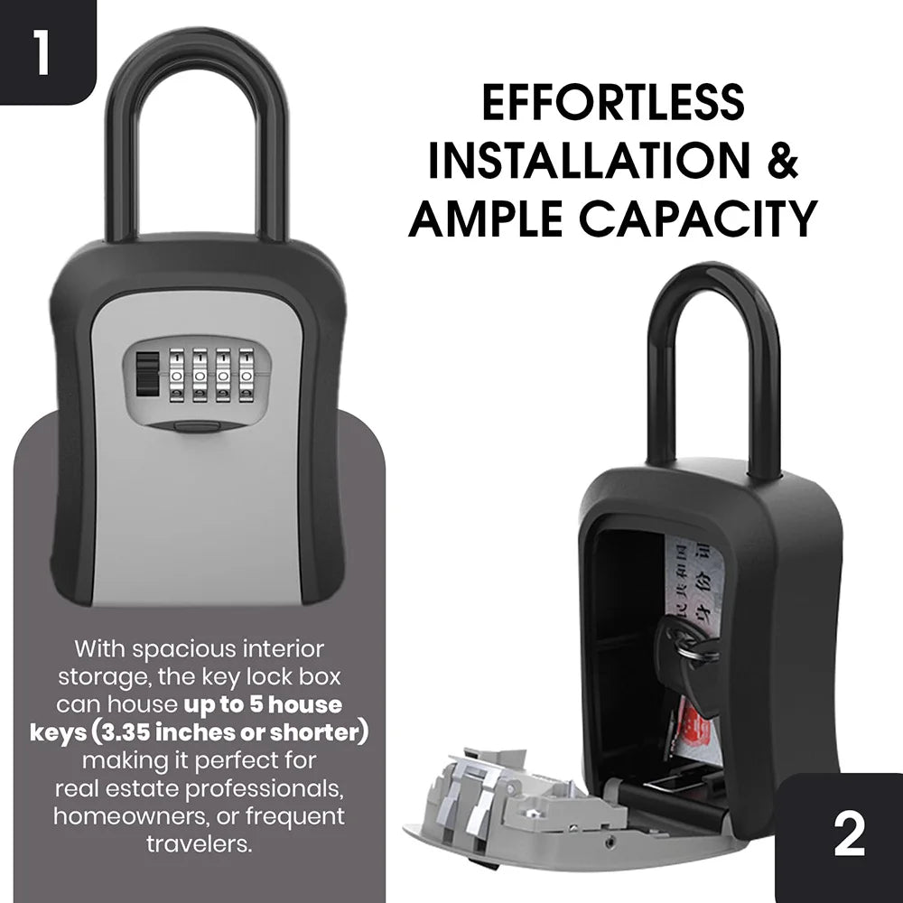 Alloy Key Lock Box for Outside - Realtor Lockbox for House Keys Outdoor - Combination Key Hiders to Hide a Key Safe Storage