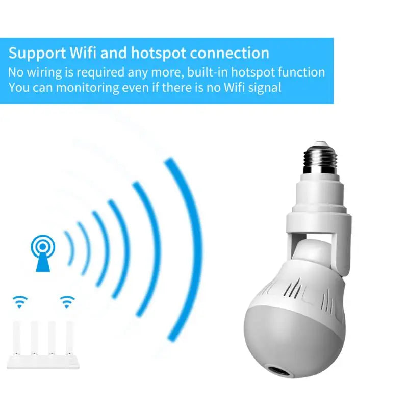 V380 Wifi Panorama Camera Bulb 3MP Panoramic Night Vision Two way audio Home security Video Surveillance Fisheye Lamp Wifi