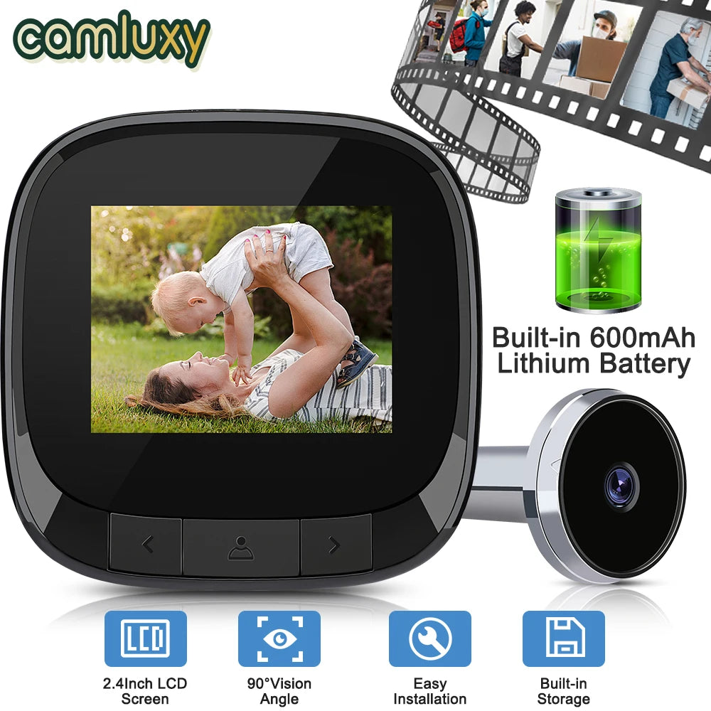 Camluxy 2.4 inch Electronic Peephole Viewer LCD Digital Doorbell 90° Door Eye Doorbell Camera Viewer Safety Outdoor Monitor