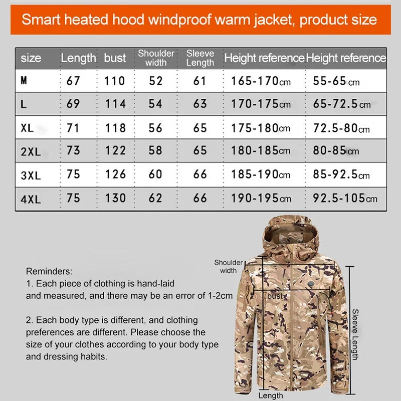 Heated Jacket Winter Heating Motorcycle Jacket USB Electric Heating Jackets Hooded Camping Keep Warm Motorcycle Heated Clothes
