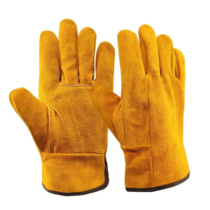 A5 Men Work Gloves Soft Cowhide Driver Hunting Driving Farm Garden Welding Security Protection Safety Mechanic Glove