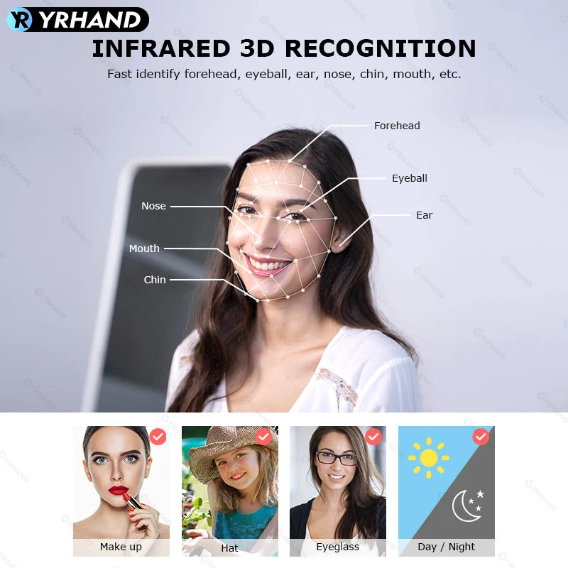 YRHAND V8 Tuya Wifi 3D Face Smart Door Lock Security Camera Intelligent Fingerprint Password Biometric Electronic Key Unlock