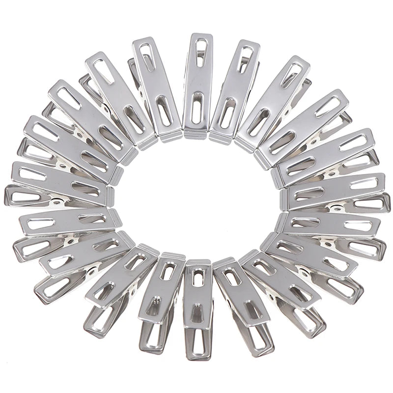 20Pcs Stainless Steel Clothes Pegs Hanging Pins Clips Laundry Household Clothespins Socks Underwear Drying Rack Holders