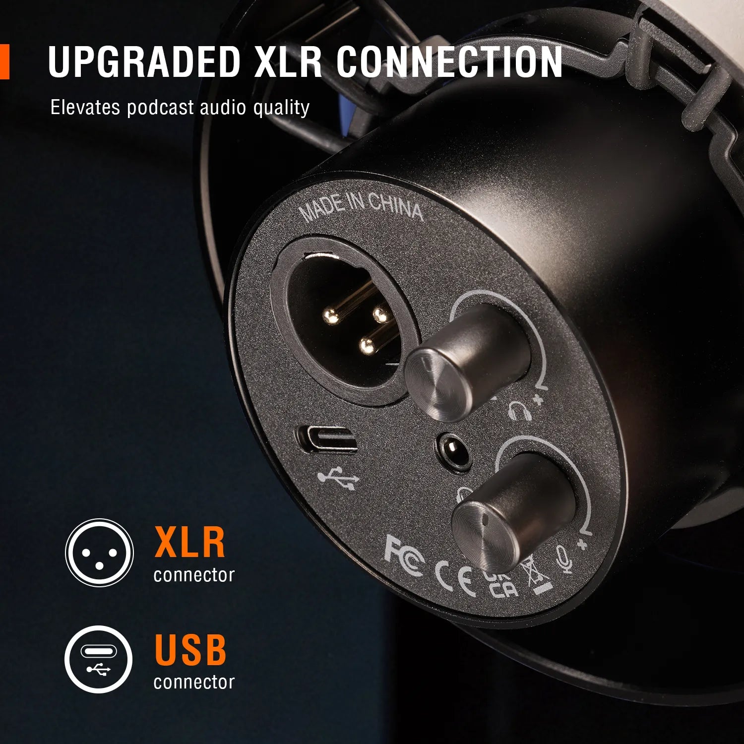 FIFINE USB/XLR Dynamic Microphone with Shock Mount,Touch-mute,headphone jack&Volume Control,for PC or Sound Card Recording -K688