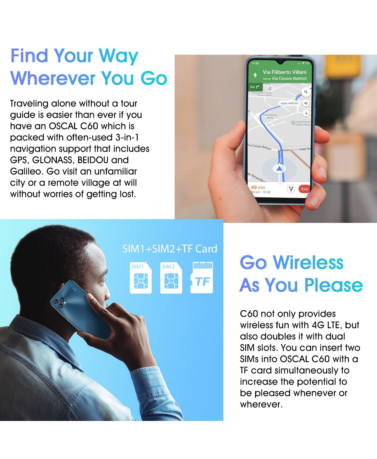 BLACKVIEW 2022 New Oscal C60 Smartphone 6.528 Inch 4GB+32GB 4780mAh 13MP + 5MP Camera Android 11 Mobile Phone With 3 Card Slots