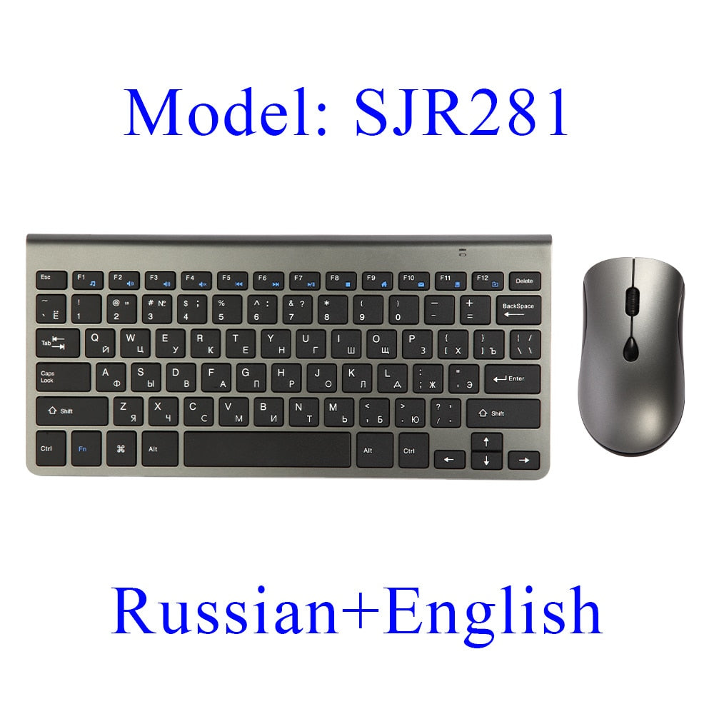 2.4G Wireless Keyboard and Mouse Mini Protable Silent Mice Russian Korean French Hebrew Keyboard Kit for Laptop Mac PC TV Box