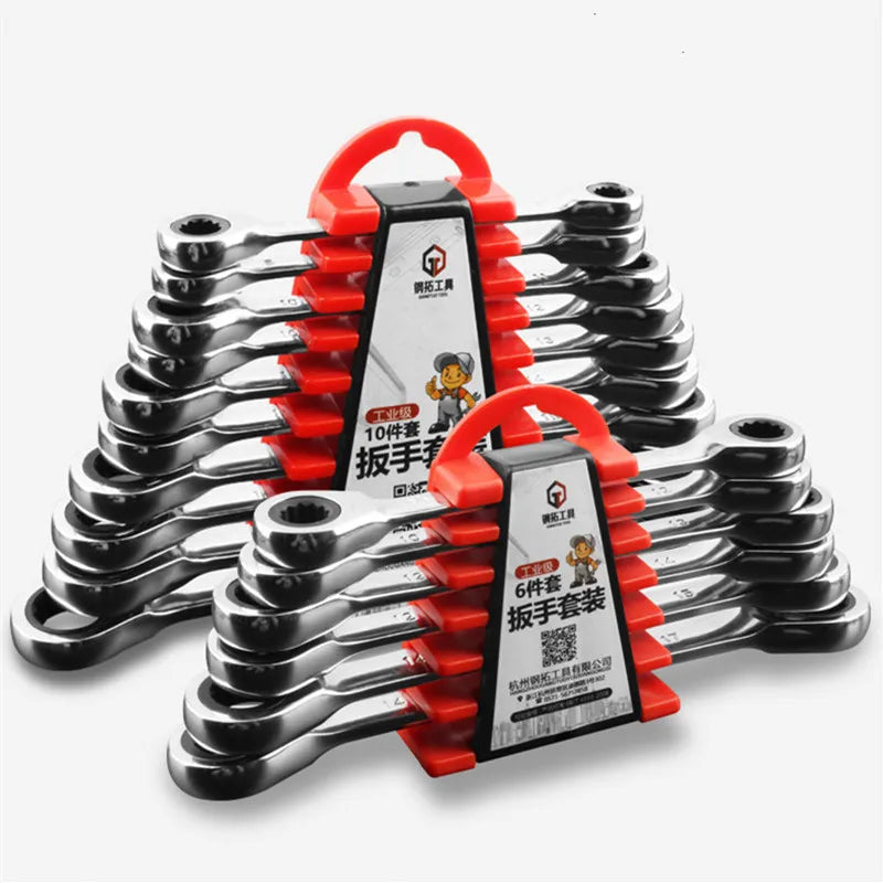 72teeth 8-19mm Ratcheting Box Combination Wrenches for Car Repair Ring Spanner Hand Tools A Set of Key Ratchet handle Wrench Set