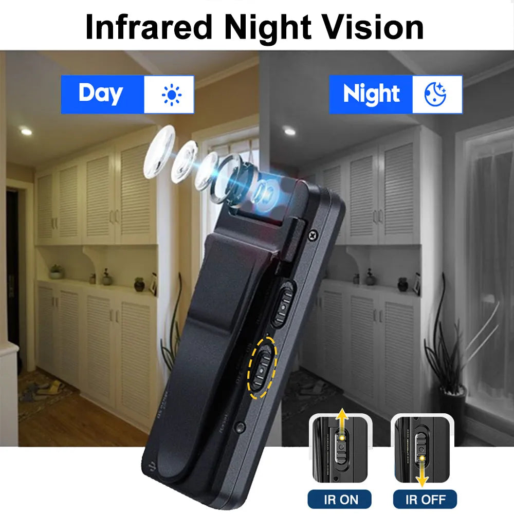 Danruiee HD 1080P Portable Mini Camera Night Vision Police Body Camera Motion Detection Security Camera Wearable Bodycam