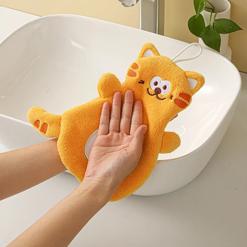 Cute Cat Hand Towel For Child Super Absorbent Microfiber Kitchen Towel High-efficiency Tableware Cleaning Towel Kitchen Tools
