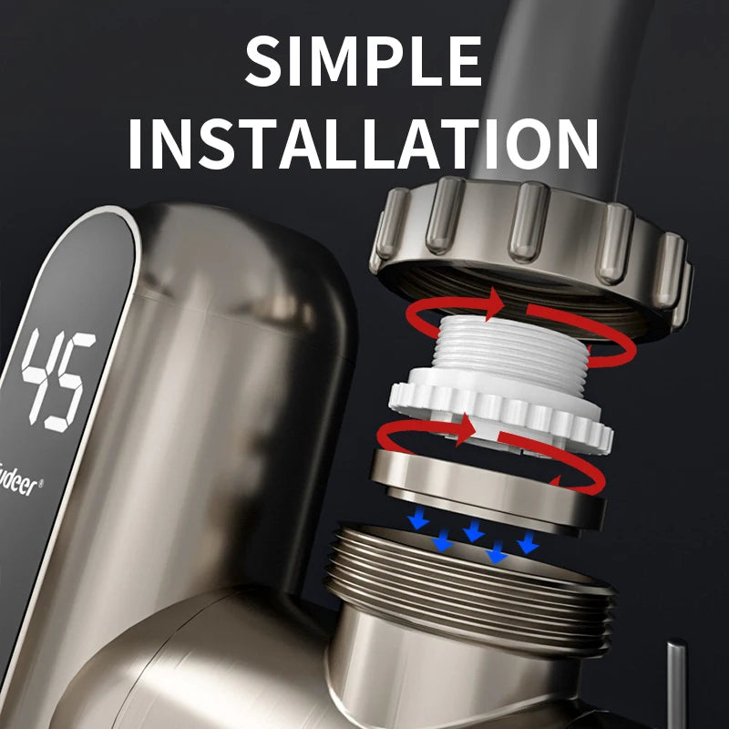 Fudeer Instant Hot Water Faucet Conector Champagne Gold Electric Water Heater Kitchen Tap Adapter 220V Tankless Water Heater