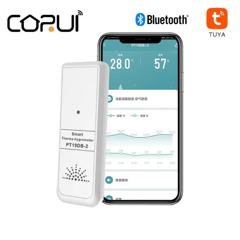 CORUI Tuya Mini Thermometer Hygrometer Bluetooth Electronic High-precisioen App Remote Control Temperature Sensor Humidity Meter